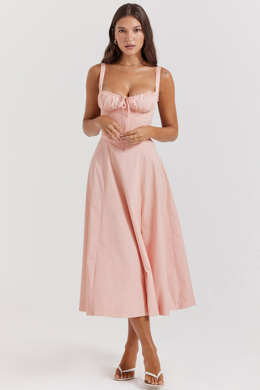 SUNHEART SUNSET LACE UP DRESS - PINK