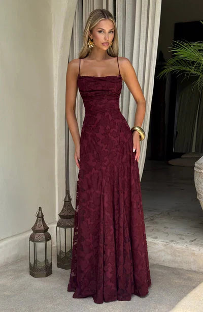 ELARA MAXI DRESS – CHERRY LACQUER