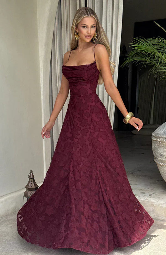 ELARA MAXI DRESS – CHERRY LACQUER